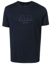 dunkelblaues bedrucktes T-Shirt mit einem Rundhalsausschnitt von Armani Exchange