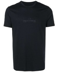 dunkelblaues bedrucktes T-Shirt mit einem Rundhalsausschnitt von Armani Exchange