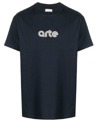 dunkelblaues bedrucktes T-Shirt mit einem Rundhalsausschnitt von ARTE