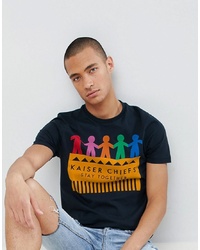 dunkelblaues bedrucktes T-Shirt mit einem Rundhalsausschnitt von ASOS DESIGN