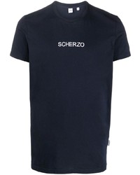 dunkelblaues bedrucktes T-Shirt mit einem Rundhalsausschnitt von Aspesi