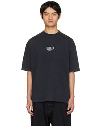 dunkelblaues bedrucktes T-Shirt mit einem Rundhalsausschnitt von Balenciaga