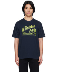 dunkelblaues bedrucktes T-Shirt mit einem Rundhalsausschnitt von BAPE