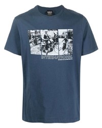 dunkelblaues bedrucktes T-Shirt mit einem Rundhalsausschnitt von Barbour International