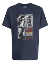 dunkelblaues bedrucktes T-Shirt mit einem Rundhalsausschnitt von Barbour