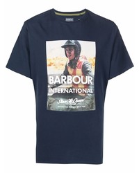 dunkelblaues bedrucktes T-Shirt mit einem Rundhalsausschnitt von Barbour