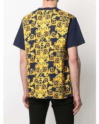 dunkelblaues bedrucktes T-Shirt mit einem Rundhalsausschnitt von VERSACE JEANS COUTURE