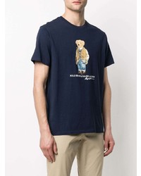 dunkelblaues bedrucktes T-Shirt mit einem Rundhalsausschnitt von Polo Ralph Lauren