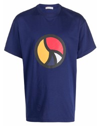 dunkelblaues bedrucktes T-Shirt mit einem Rundhalsausschnitt von Belford