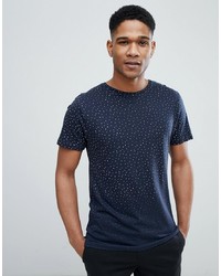 dunkelblaues bedrucktes T-Shirt mit einem Rundhalsausschnitt von Bellfield