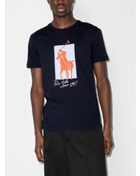 dunkelblaues bedrucktes T-Shirt mit einem Rundhalsausschnitt von Polo Ralph Lauren