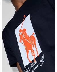 dunkelblaues bedrucktes T-Shirt mit einem Rundhalsausschnitt von Polo Ralph Lauren