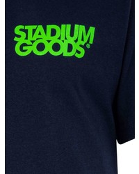 dunkelblaues bedrucktes T-Shirt mit einem Rundhalsausschnitt von Stadium Goods