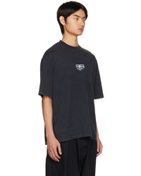 dunkelblaues bedrucktes T-Shirt mit einem Rundhalsausschnitt von Balenciaga