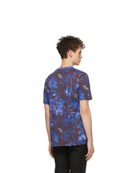 dunkelblaues bedrucktes T-Shirt mit einem Rundhalsausschnitt von Paul Smith