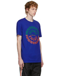 dunkelblaues bedrucktes T-Shirt mit einem Rundhalsausschnitt von Versace