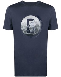 dunkelblaues bedrucktes T-Shirt mit einem Rundhalsausschnitt von Bogner