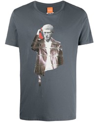 dunkelblaues bedrucktes T-Shirt mit einem Rundhalsausschnitt von BOSS HUGO BOSS