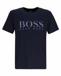 dunkelblaues bedrucktes T-Shirt mit einem Rundhalsausschnitt von BOSS HUGO BOSS