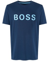 dunkelblaues bedrucktes T-Shirt mit einem Rundhalsausschnitt von BOSS