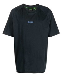 dunkelblaues bedrucktes T-Shirt mit einem Rundhalsausschnitt von BOSS