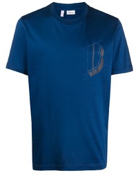 dunkelblaues bedrucktes T-Shirt mit einem Rundhalsausschnitt von Brioni