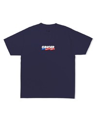 dunkelblaues bedrucktes T-Shirt mit einem Rundhalsausschnitt von Brockhampton
