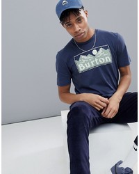 dunkelblaues bedrucktes T-Shirt mit einem Rundhalsausschnitt von Burton Snowboards