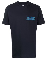 dunkelblaues bedrucktes T-Shirt mit einem Rundhalsausschnitt von C.P. Company