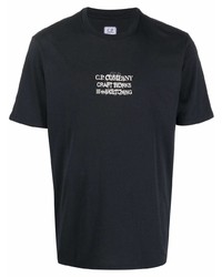 dunkelblaues bedrucktes T-Shirt mit einem Rundhalsausschnitt von C.P. Company