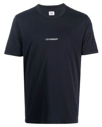 dunkelblaues bedrucktes T-Shirt mit einem Rundhalsausschnitt von C.P. Company