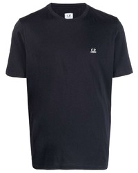dunkelblaues bedrucktes T-Shirt mit einem Rundhalsausschnitt von C.P. Company