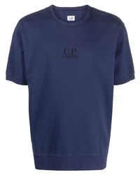 dunkelblaues bedrucktes T-Shirt mit einem Rundhalsausschnitt von C.P. Company