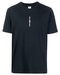 dunkelblaues bedrucktes T-Shirt mit einem Rundhalsausschnitt von C.P. Company