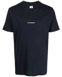 dunkelblaues bedrucktes T-Shirt mit einem Rundhalsausschnitt von C.P. Company