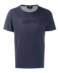 dunkelblaues bedrucktes T-Shirt mit einem Rundhalsausschnitt von Calvin Klein 205W39nyc