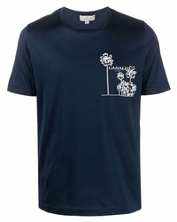 dunkelblaues bedrucktes T-Shirt mit einem Rundhalsausschnitt von Canali