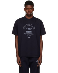 dunkelblaues bedrucktes T-Shirt mit einem Rundhalsausschnitt von CARHARTT WORK IN PROGRESS
