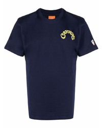 dunkelblaues bedrucktes T-Shirt mit einem Rundhalsausschnitt von Carrots