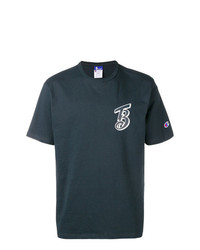 dunkelblaues bedrucktes T-Shirt mit einem Rundhalsausschnitt von Champion