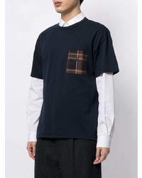 dunkelblaues bedrucktes T-Shirt mit einem Rundhalsausschnitt von Sophnet.
