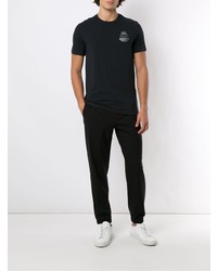 dunkelblaues bedrucktes T-Shirt mit einem Rundhalsausschnitt von Armani Exchange