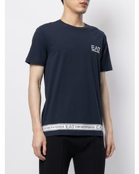 dunkelblaues bedrucktes T-Shirt mit einem Rundhalsausschnitt von Ea7 Emporio Armani