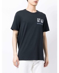 dunkelblaues bedrucktes T-Shirt mit einem Rundhalsausschnitt von Armani Exchange