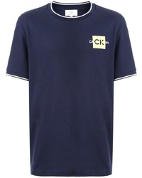 dunkelblaues bedrucktes T-Shirt mit einem Rundhalsausschnitt von CK Calvin Klein