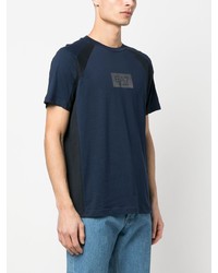 dunkelblaues bedrucktes T-Shirt mit einem Rundhalsausschnitt von Ea7 Emporio Armani