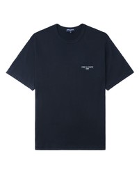 dunkelblaues bedrucktes T-Shirt mit einem Rundhalsausschnitt von Comme des Garcons Homme