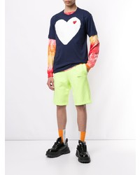 dunkelblaues bedrucktes T-Shirt mit einem Rundhalsausschnitt von Comme Des Garcons Play