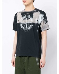 dunkelblaues bedrucktes T-Shirt mit einem Rundhalsausschnitt von Stone Island