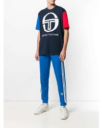 dunkelblaues bedrucktes T-Shirt mit einem Rundhalsausschnitt von Sergio Tacchini